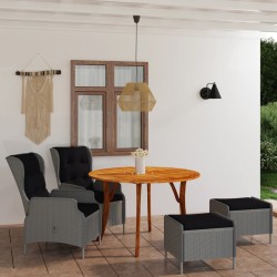 5-tlg. Garten-Essgruppe Dunkelgrau