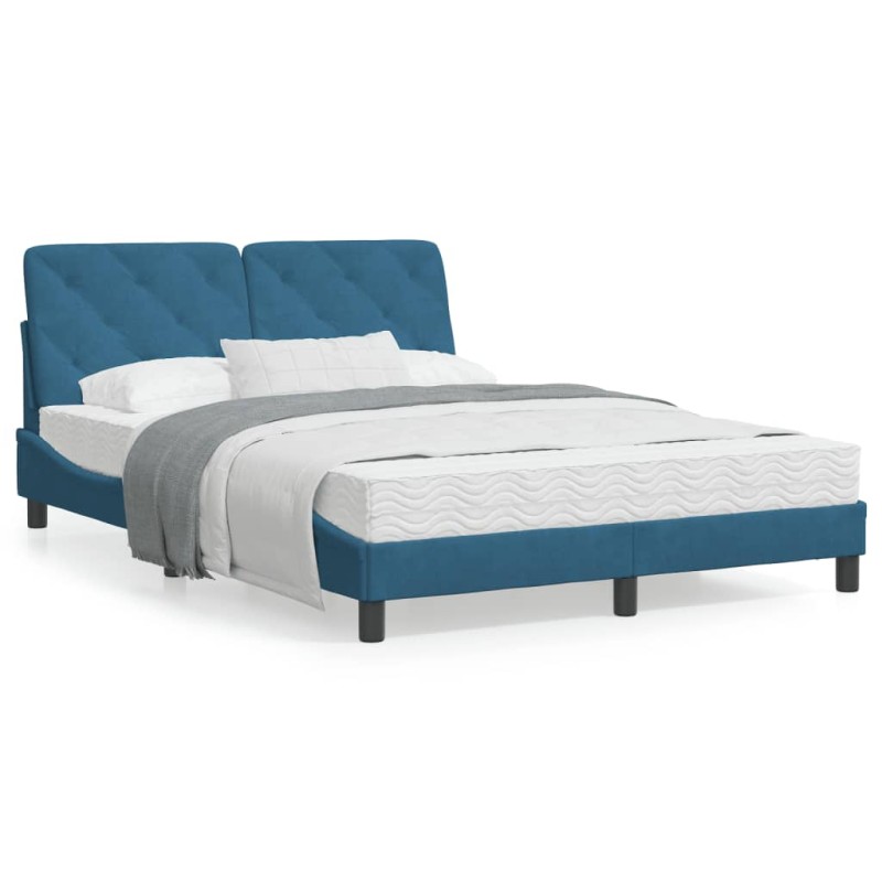 vidaXL Bettgestell mit Kopfteil Blau 120x200 cm Samt vidaXL Bettgestell mit Kopfteil Blau 120x200 cm Samt