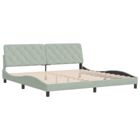 vidaXL Bettgestell mit Kopfteil Hellgrau 200x200 cm Samt