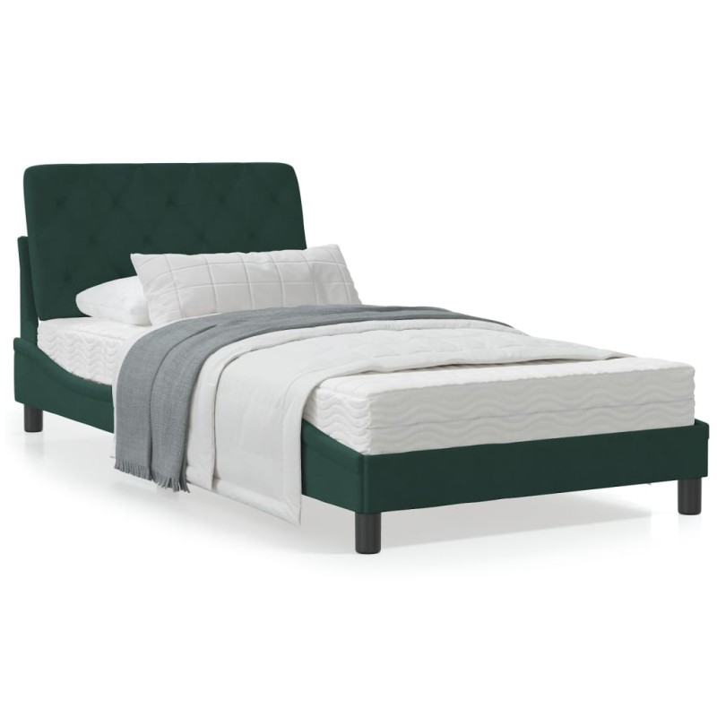 vidaXL Bettgestell mit Kopfteil Dunkelgrün 100x200 cm Samt vidaXL Bettgestell mit Kopfteil Dunkelgrün 100x200 cm Samt