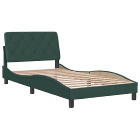 vidaXL Bettgestell mit Kopfteil Dunkelgrün 100x200 cm Samt
