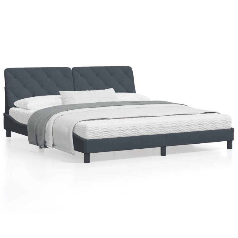 vidaXL Bettgestell mit Kopfteil Dunkelgrau 180x200 cm Samt vidaXL Bettgestell mit Kopfteil Dunkelgrau 180x200 cm Samt