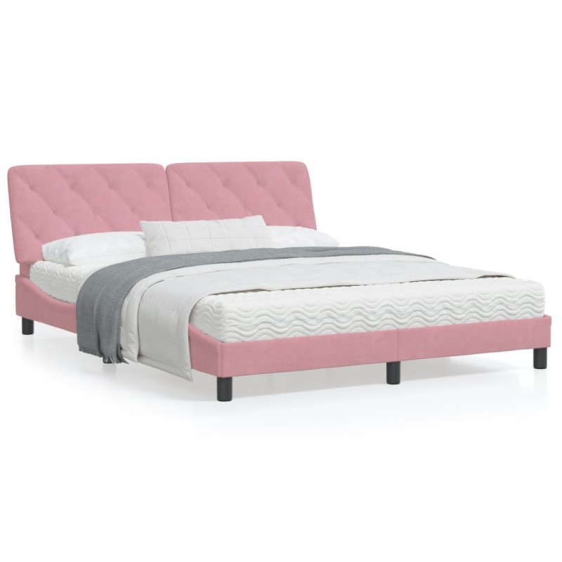 vidaXL Bettgestell mit Kopfteil Rosa 160x200 cm Samt vidaXL Bettgestell mit Kopfteil Rosa 160x200 cm Samt