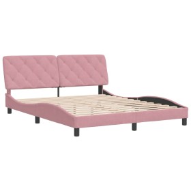 vidaXL Bettgestell mit Kopfteil Rosa 160x200 cm Samt
