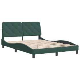 vidaXL Bettgestell mit Kopfteil Dunkelgrün 140x190 cm Samt