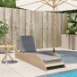 vidaXL Sonnenliege mit Auflage Beige 60x205x73 cm Poly Rattan vidaXL Sonnenliege mit Auflage Beige 60x205x73 cm Poly Rattan