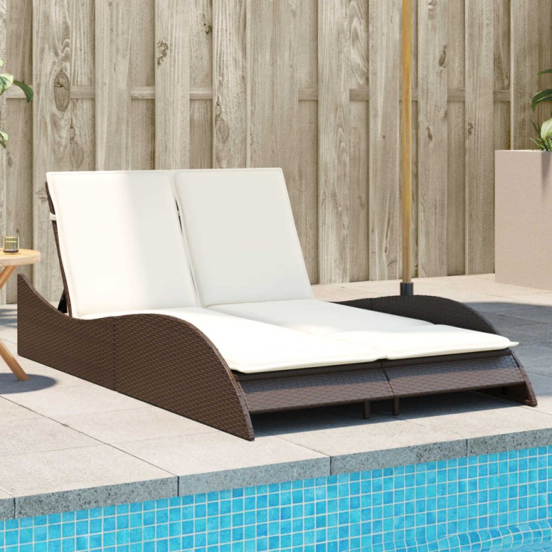 vidaXL Sonnenliege mit Auflagen Braun 114x205x73 cm Poly Rattan vidaXL Sonnenliege mit Auflagen Braun 114x205x73 cm Poly Rattan