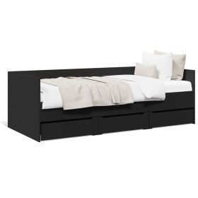 vidaXL Tagesbett mit Schubladen Schwarz 90x200 cm Holzwerkstoff