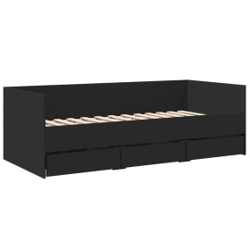 vidaXL Tagesbett mit Schubladen Schwarz 90x200 cm Holzwerkstoff