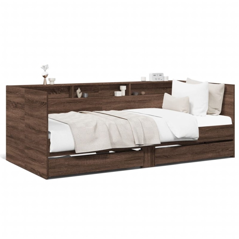 vidaXL Tagesbett Schubladen Braun Eiche-Optik 90x200 cm Holzwerkstoff vidaXL Tagesbett Schubladen Braun Eiche-Optik 90x200 cm Holzwerkstoff