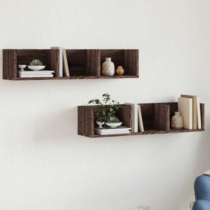 vidaXL Wandschränke 2 Stk. Eichen-Optik 75x18x16,5 cm Holzwerkstoff vidaXL Wandschränke 2 Stk. Eichen-Optik 75x18x16,5 cm Holzwerkstoff