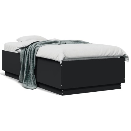 vidaXL Bettgestell mit LED Schwarz 75x190 cm Holzwerkstoff
