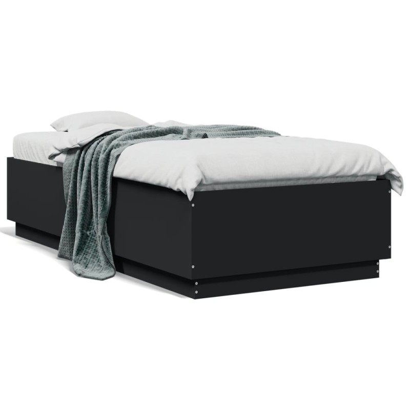 vidaXL Bettgestell mit LED Schwarz 90x190 cm Holzwerkstoff vidaXL Bettgestell mit LED Schwarz 90x190 cm Holzwerkstoff