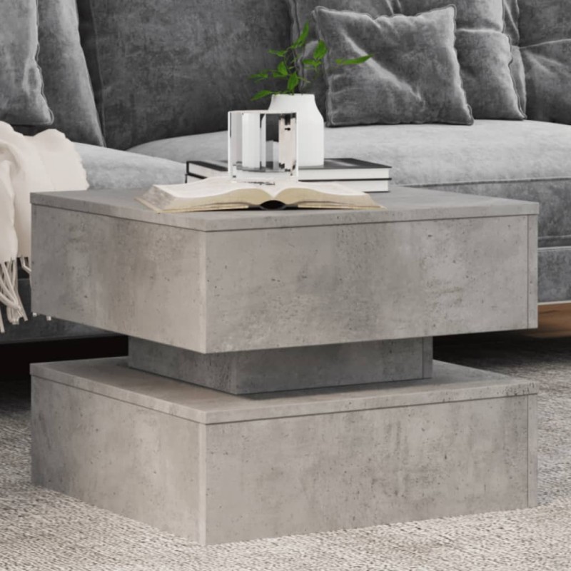 vidaXL Couchtisch mit LED-Leuchten Betongrau 50x50x40 cm vidaXL Couchtisch mit LED-Leuchten Betongrau 50x50x40 cm