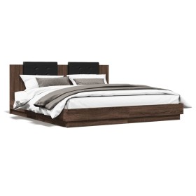 vidaXL Bettgestell mit Kopfteil Braun Eichen-Optik 180x200 cm