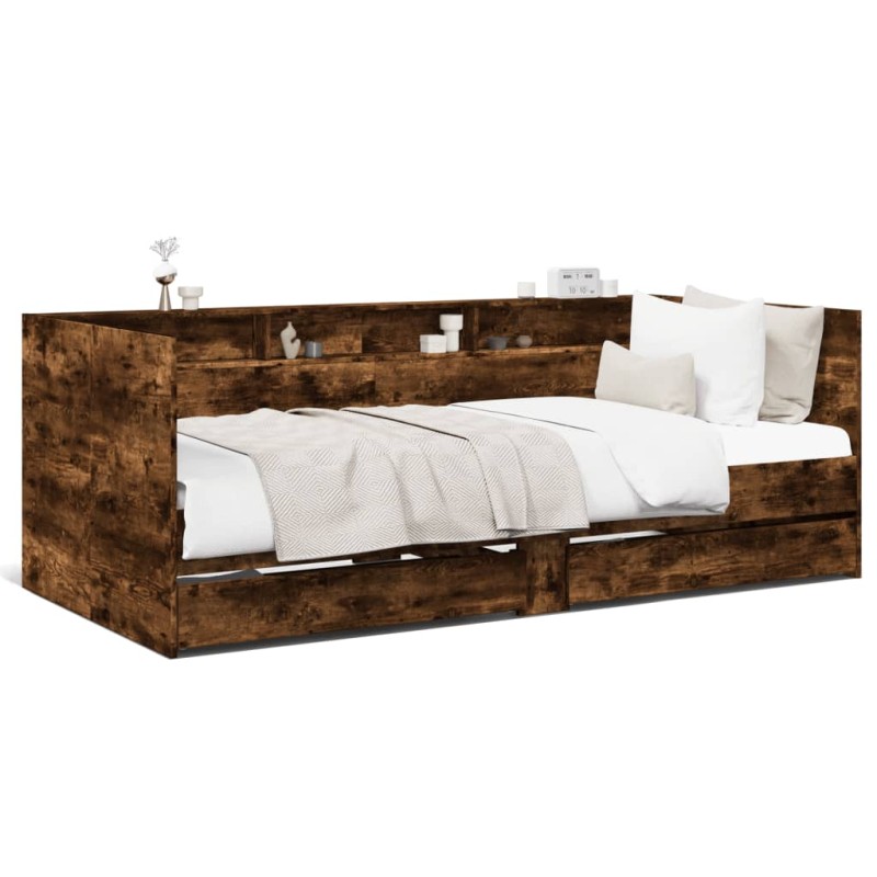 vidaXL Tagesbett mit Schubladen Räuchereiche 90x200 cm Holzwerkstoff vidaXL Tagesbett mit Schubladen Räuchereiche 90x200 cm Holzwerkstoff