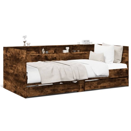vidaXL Tagesbett mit Schubladen Räuchereiche 90x200 cm Holzwerkstoff
