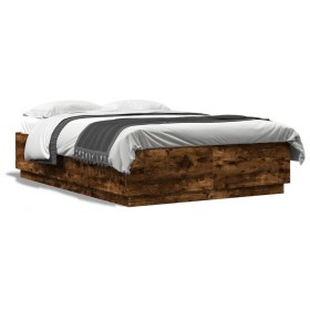 vidaXL Bettgestell Räuchereiche 120x200 cm Holzwerkstoff