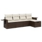 vidaXL 5-tlg. Garten-Sofagarnitur mit Kissen Braun Poly Rattan