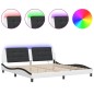 vidaXL Bettgestell mit LED Weiß und Schwarz 200x200 cm Kunstleder vidaXL Bettgestell mit LED Weiß und Schwarz 200x200 cm Kunstleder