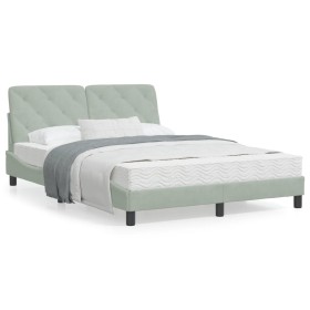 vidaXL Bett mit Matratze Hellgrau 120x200 cm Samt