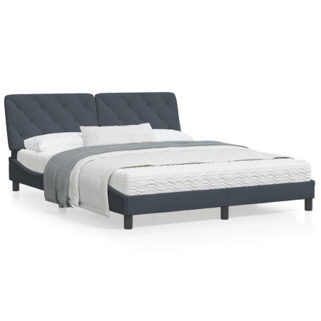 vidaXL Bett mit Matratze Dunkelgrau 160x200 cm Samt