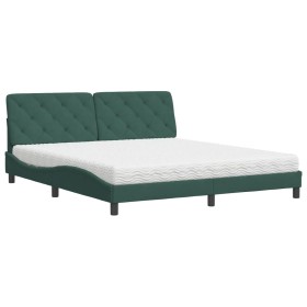 vidaXL Bett mit Matratze Dunkelgrün 180x200 cm Samt