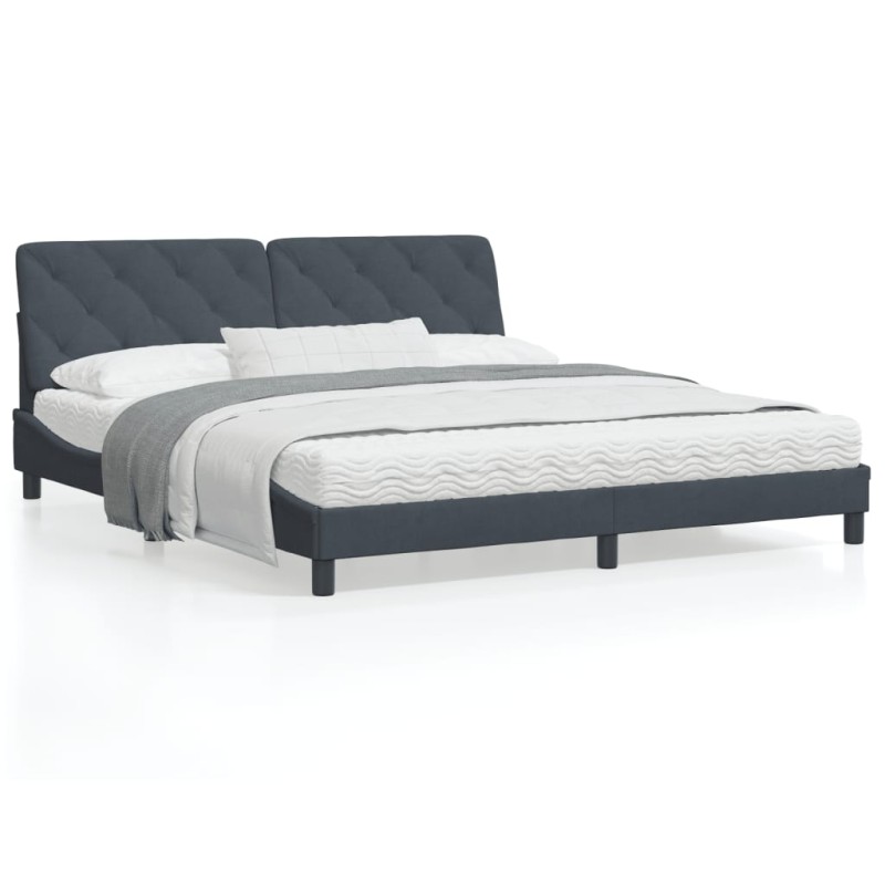 vidaXL Bett mit Matratze Dunkelgrau 180x200 cm Samt vidaXL Bett mit Matratze Dunkelgrau 180x200 cm Samt
