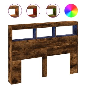vidaXL LED-Kopfteil mit Ablagen Räuchereiche 140x17x102 cm