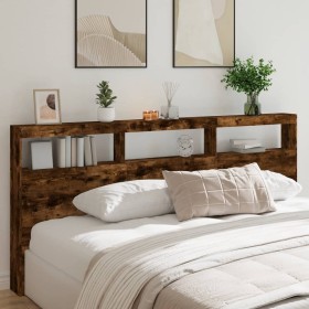 vidaXL LED-Kopfteil mit Ablage Räuchereiche 220x17x102 cm