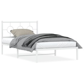 vidaXL Bettgestell mit Kopfteil Metall Weiß 107x203 cm