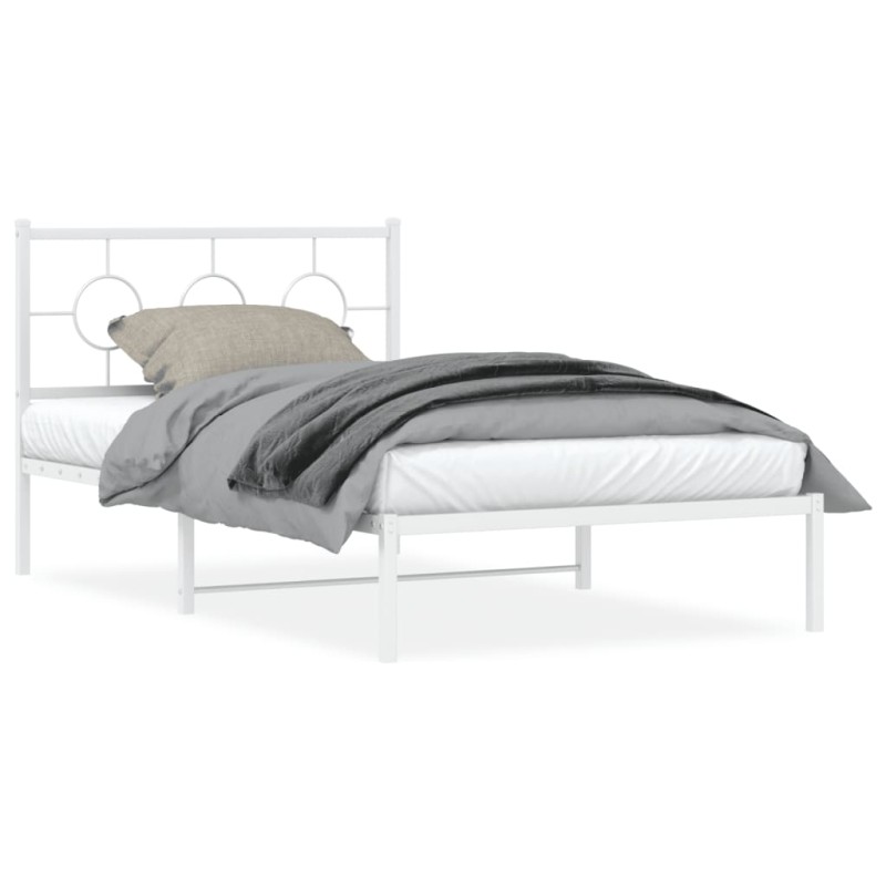 vidaXL Bettgestell mit Kopfteil Metall Weiß 107x203 cm vidaXL Bettgestell mit Kopfteil Metall Weiß 107x203 cm