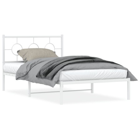 vidaXL Bettgestell mit Kopfteil Metall Weiß 107x203 cm