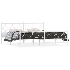 vidaXL Bettgestell mit Kopf- und Fußteil Metall Weiß 193x203 cm