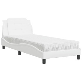 vidaXL Bett mit Matratze Weiß 90x200 cm Kunstleder