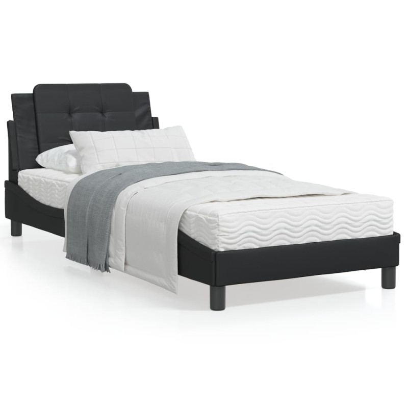 vidaXL Bett mit Matratze Schwarz 80x200 cm Kunstleder vidaXL Bett mit Matratze Schwarz 80x200 cm Kunstleder