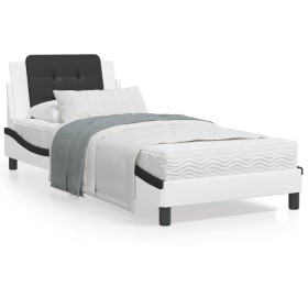 vidaXL Bett mit Matratze Weiß und Schwarz 80x200 cm Kunstleder