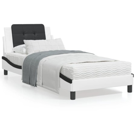 vidaXL Bett mit Matratze Weiß und Schwarz 80x200 cm Kunstleder