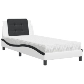 vidaXL Bett mit Matratze Weiß und Schwarz 80x200 cm Kunstleder