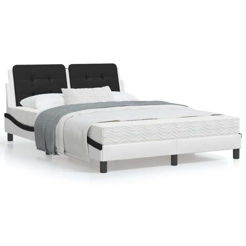 vidaXL Bett mit Matratze Weiß und Schwarz 120x200 cm Kunstleder vidaXL Bett mit Matratze Weiß und Schwarz 120x200 cm Kunstleder
