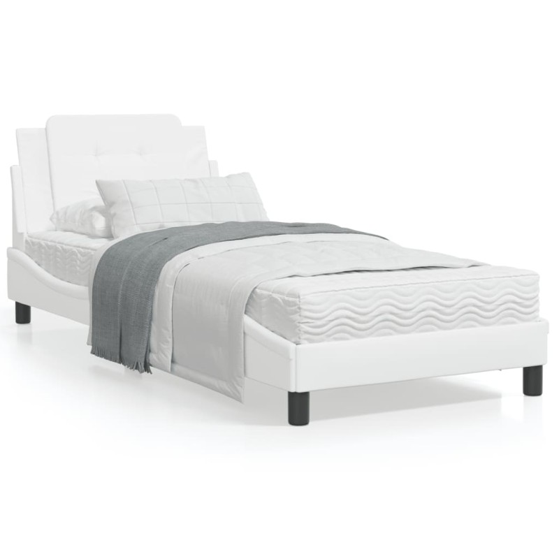 vidaXL Bett mit Matratze Weiß 90x190 cm Kunstleder vidaXL Bett mit Matratze Weiß 90x190 cm Kunstleder