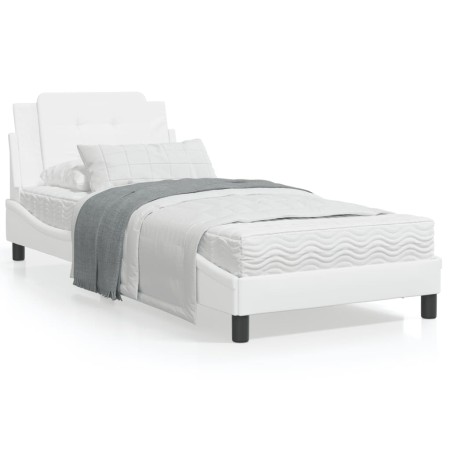 vidaXL Bett mit Matratze Weiß 90x190 cm Kunstleder