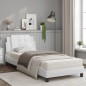vidaXL Bett mit Matratze Weiß 90x190 cm Kunstleder vidaXL Bett mit Matratze Weiß 90x190 cm Kunstleder