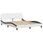 vidaXL Bett mit Matratze Weiß und Schwarz 160x200 cm Kunstleder vidaXL Bett mit Matratze Weiß und Schwarz 160x200 cm Kunstleder