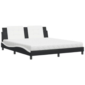 vidaXL Bett mit Matratze Schwarz und Weiß 180x200 cm Kunstleder