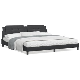 vidaXL Bett mit Matratze Schwarz 200x200 cm Kunstleder