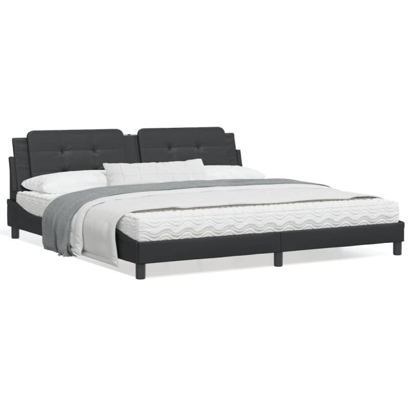 vidaXL Bett mit Matratze Schwarz 200x200 cm Kunstleder vidaXL Bett mit Matratze Schwarz 200x200 cm Kunstleder
