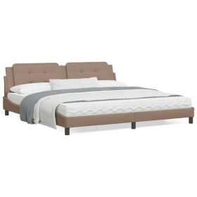 vidaXL Bett mit Matratze Cappuccino-Braun 200x200 cm Kunstleder