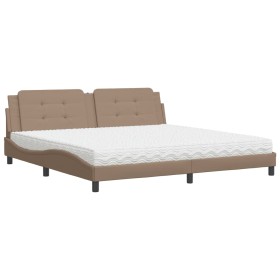 vidaXL Bett mit Matratze Cappuccino-Braun 200x200 cm Kunstleder