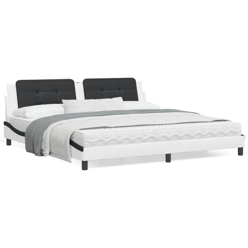 vidaXL Bett mit Matratze Weiß und Schwarz 200x200 cm Kunstleder vidaXL Bett mit Matratze Weiß und Schwarz 200x200 cm Kunstleder